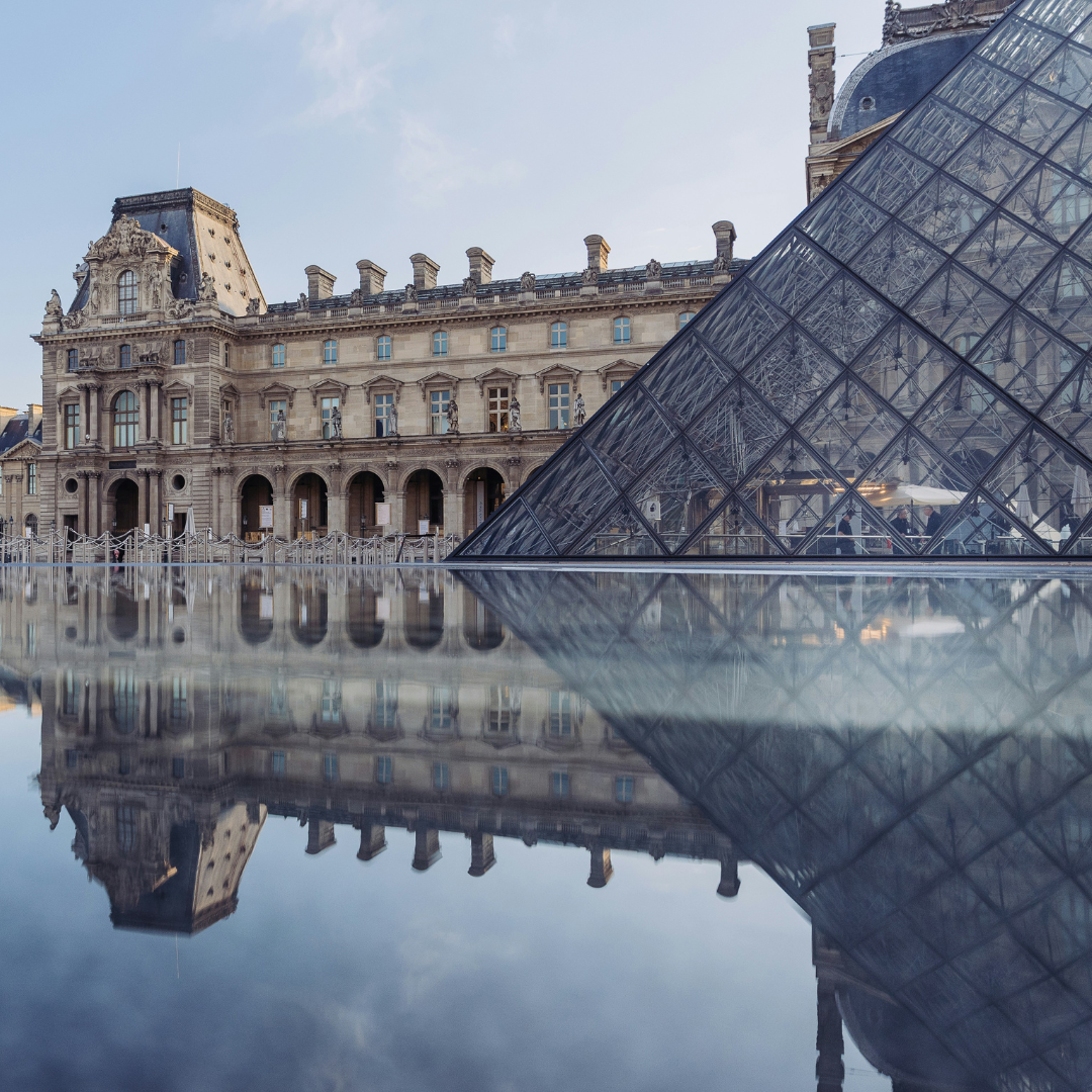 A daytime picture of the Louvre.